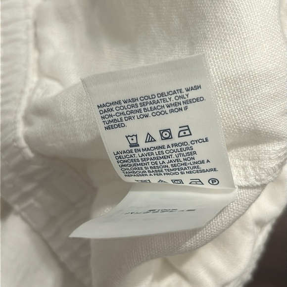 Land’s End 100% Linen High Rise White Crop Pants Women Size 16 White - Picture 6 of 13